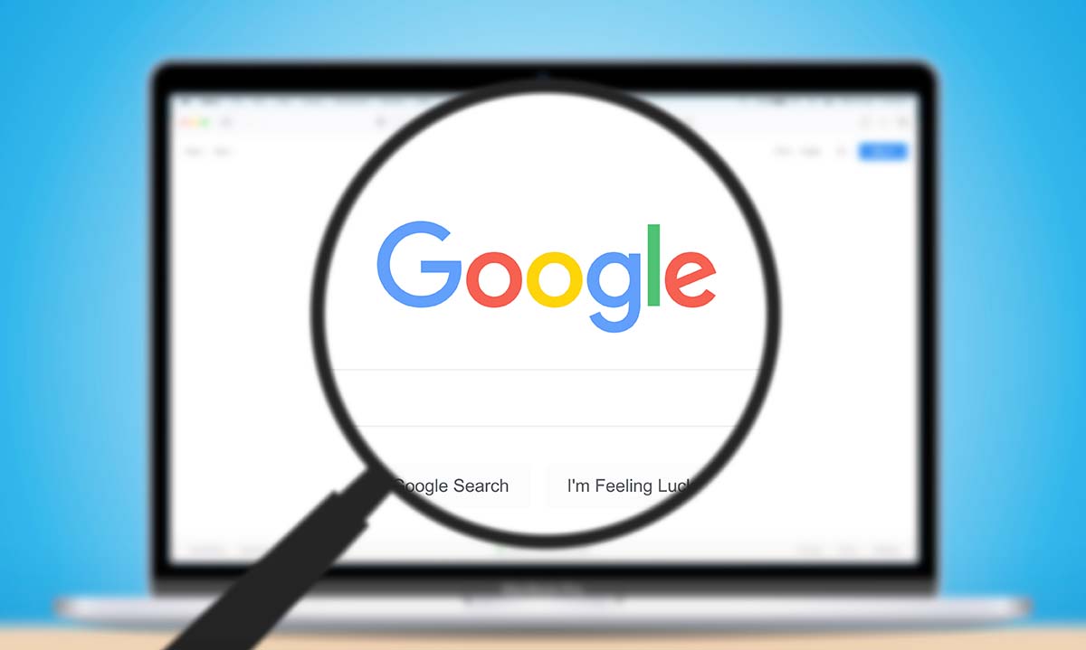 google search engine web page open on laptop
